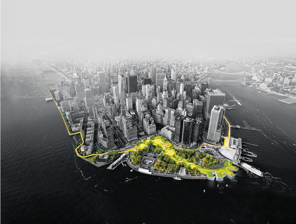 Le projet pour The Big U, à New York, qui fera office de barrage aux inondations.