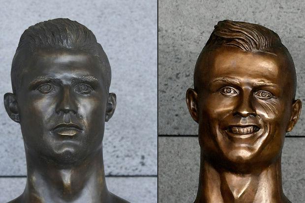 Deuxième et première versions du buste de Ronaldo