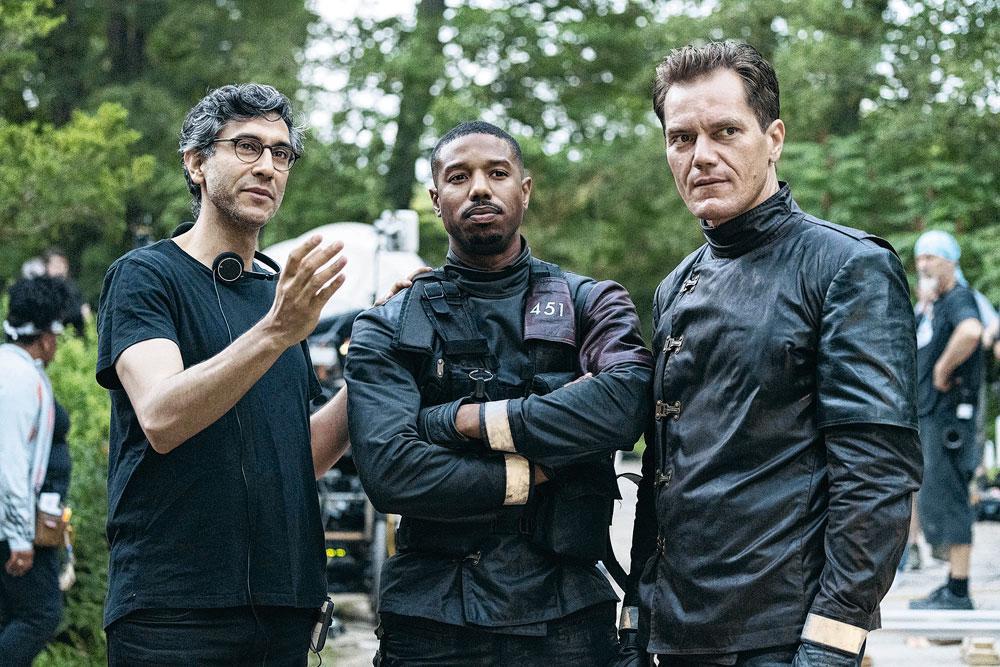 Regisseur RAMIN BAHRANI (l.) met zijn hoofdrolspelers MICHAEL B. JORDAN (m.) en MICHAEL SHANNON. 'Van Jordan ben ik al fan sinds The Wire.'