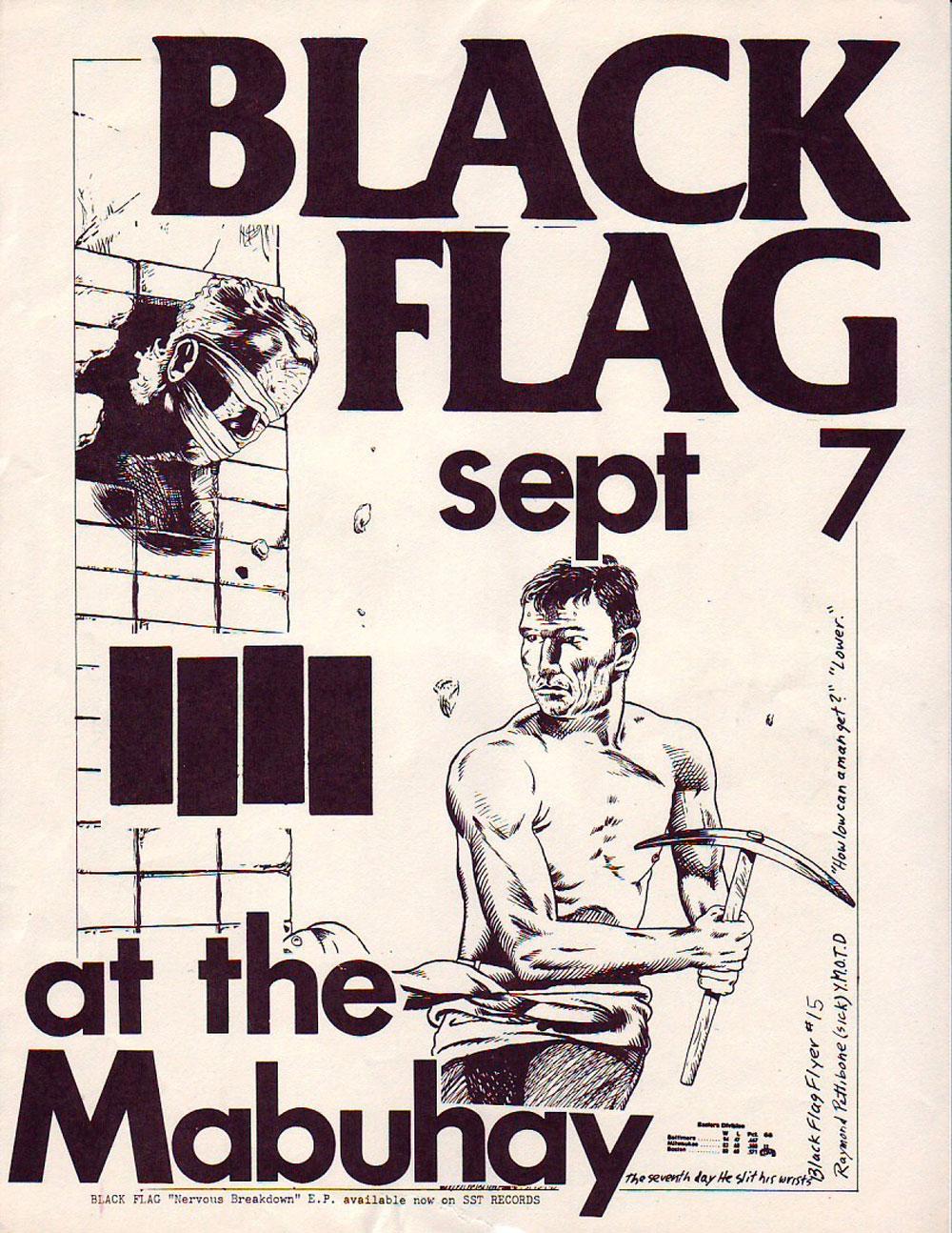 Een concertaffiche van Black Flag. 'Er was destijds maar een handvol punkrockers in LA. En die vonden 'kunst' een vies woord.'