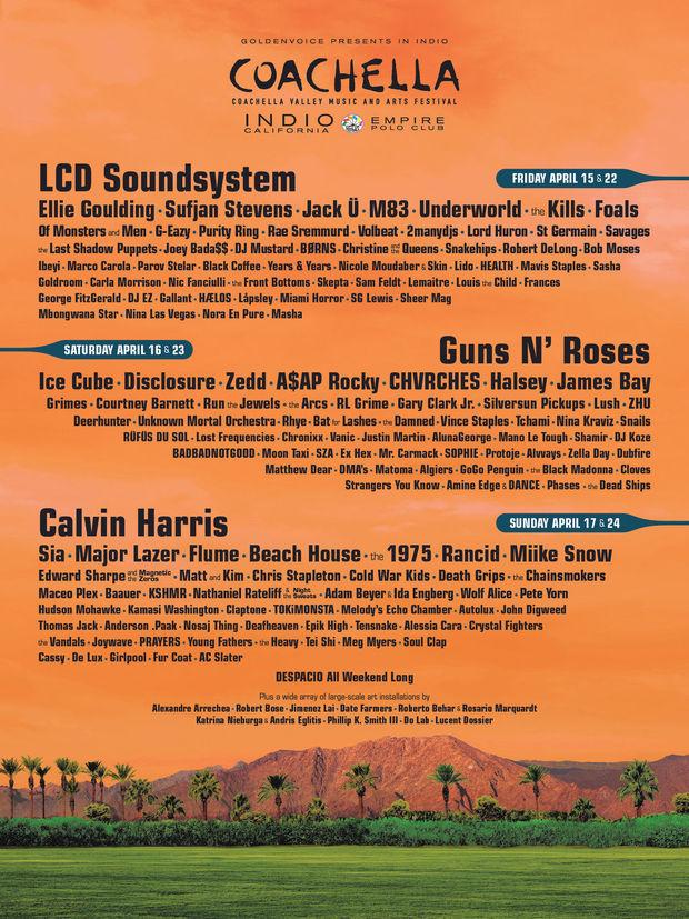 LCD Soundsystem en Guns N' Roses naar Coachella