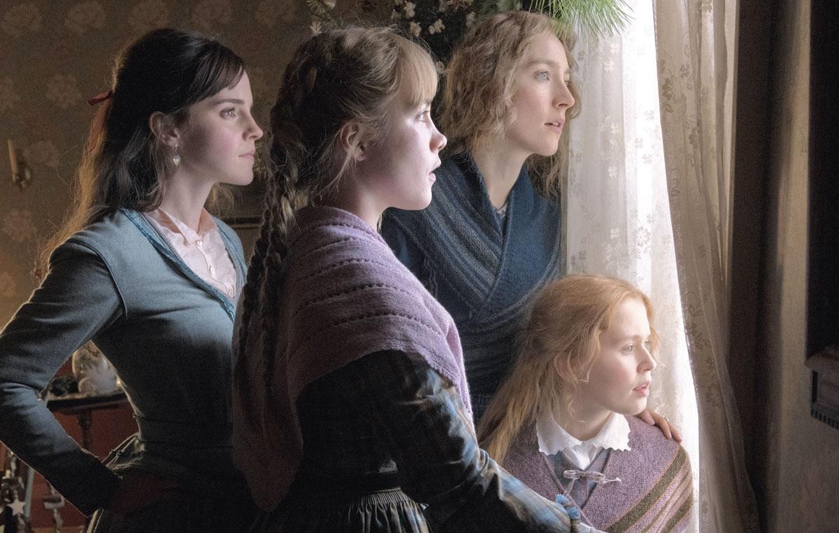 (vlnr.) EMMA WATSON, FLORENCE PUGH, Saoirse Ronan en Eliza Scanlen.