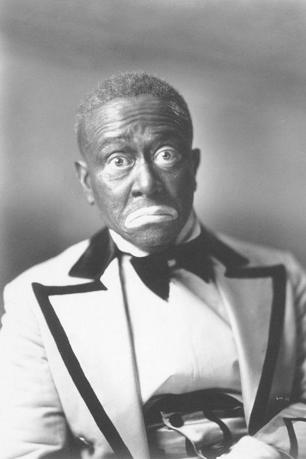 Bert Williams in blackface: een racistische karikatuur.