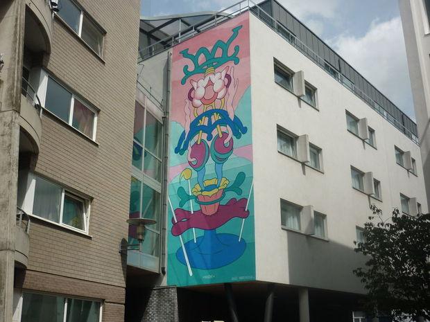 De mural 'Imagine' van artiest Samuel Vanderveken in de Varkensstraat