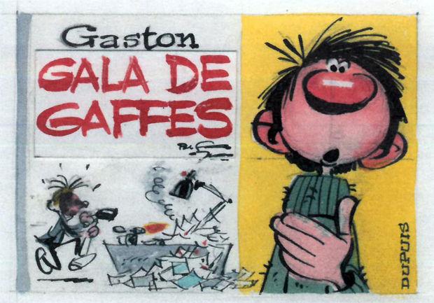 Une esquisse de maquette signée Franquin pour le deuxième album de Gaston, édité en demi-format à l'italienne.