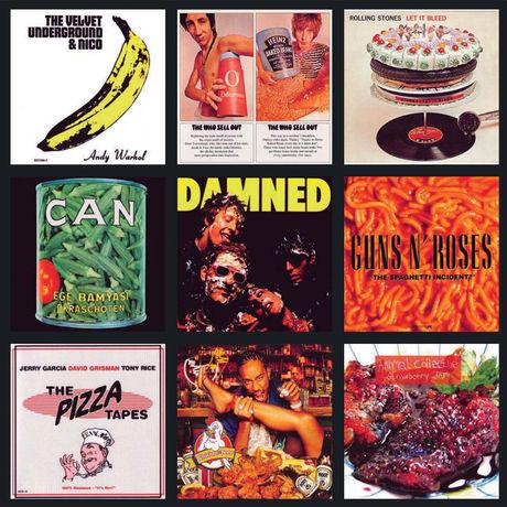 Du rock au rap en passant par le punk, la bouffe, plus ou moins ragoûtante, s'est glissée dans nombre de pochettes de disques parfois devenues mythiques. La preuve par neuf, de la banane d'Andy à la boîte à pizza du défunt Grateful Dead Jerry Garcia.