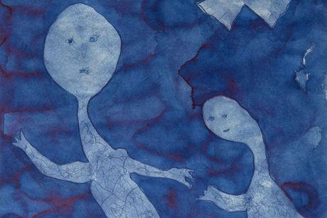 Jeantimir Kchaoudoff, La promenade (détail), Encre bleue sur papier