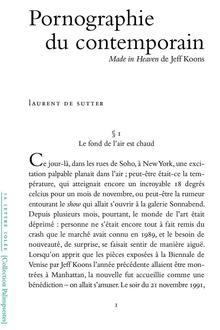 Pornographie du contemporain. Made in Heaven de Jeff Koons, par Laurent de Sutter, La Lettre Volée, collection Palimpsestes, 64 p.