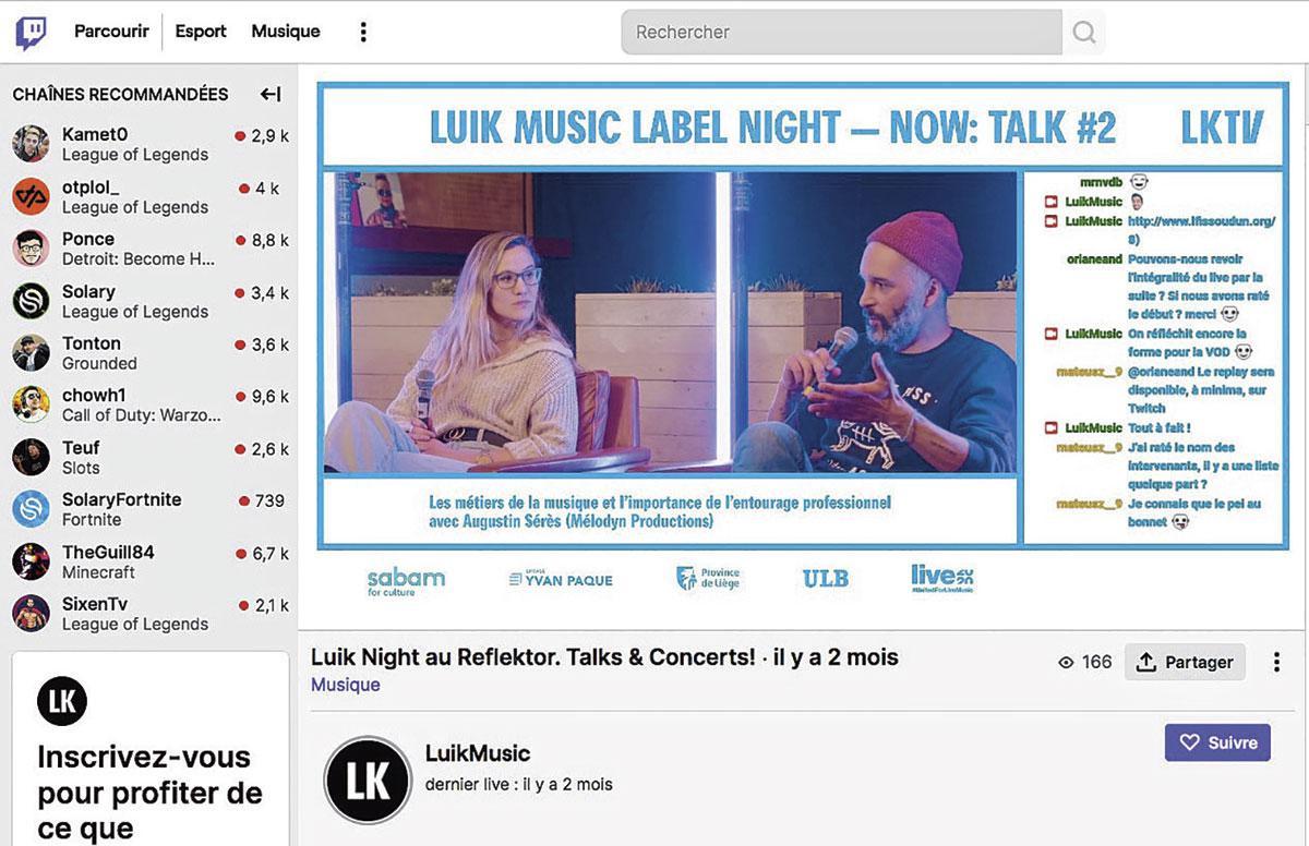 Le label rock indé belge Luik Music organise lives, blind tests et débats sur Twitch.