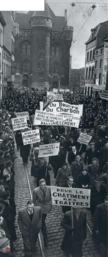 Bruxelles, 1944. Grande manifestation contre l'ordre du gouvernement de dissoudre le mouvement de la Résistance en Belgique.