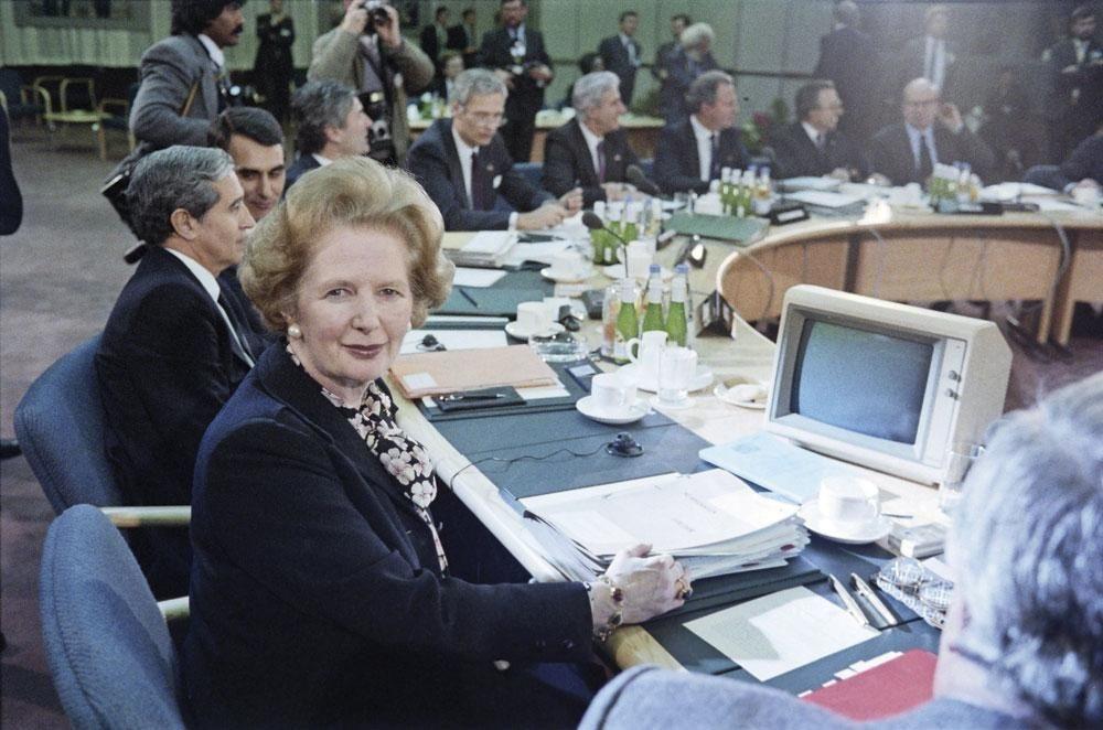 Margaret Thatcher, en 1986. Elle a participé à la mise en place du marché intérieur.