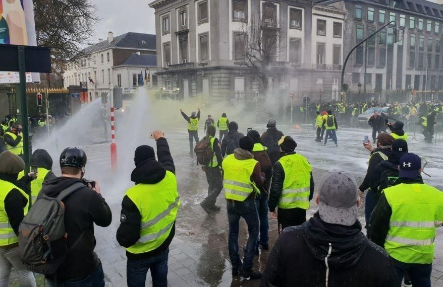Manifestation des Gilets jaunes à Bruxelles. 