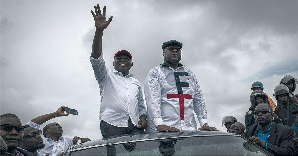 Félix Tshisekedi et Vital Kamerhe (à g., aujourd'hui incarcéré) lors de leur campagne électorale, le 27 novembre 2018 à Kinshasa.