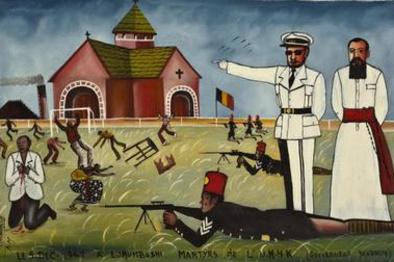 Tableau illustrant le massacre par l'armée coloniale belge (la 