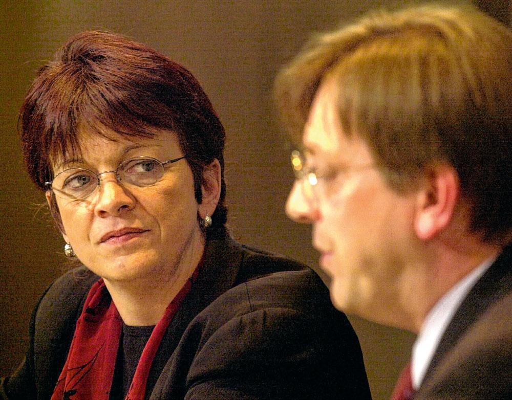 Isabelle Durant (Ecolo) et Guy Verhofstadt (Open VLD) au début des années 2000.