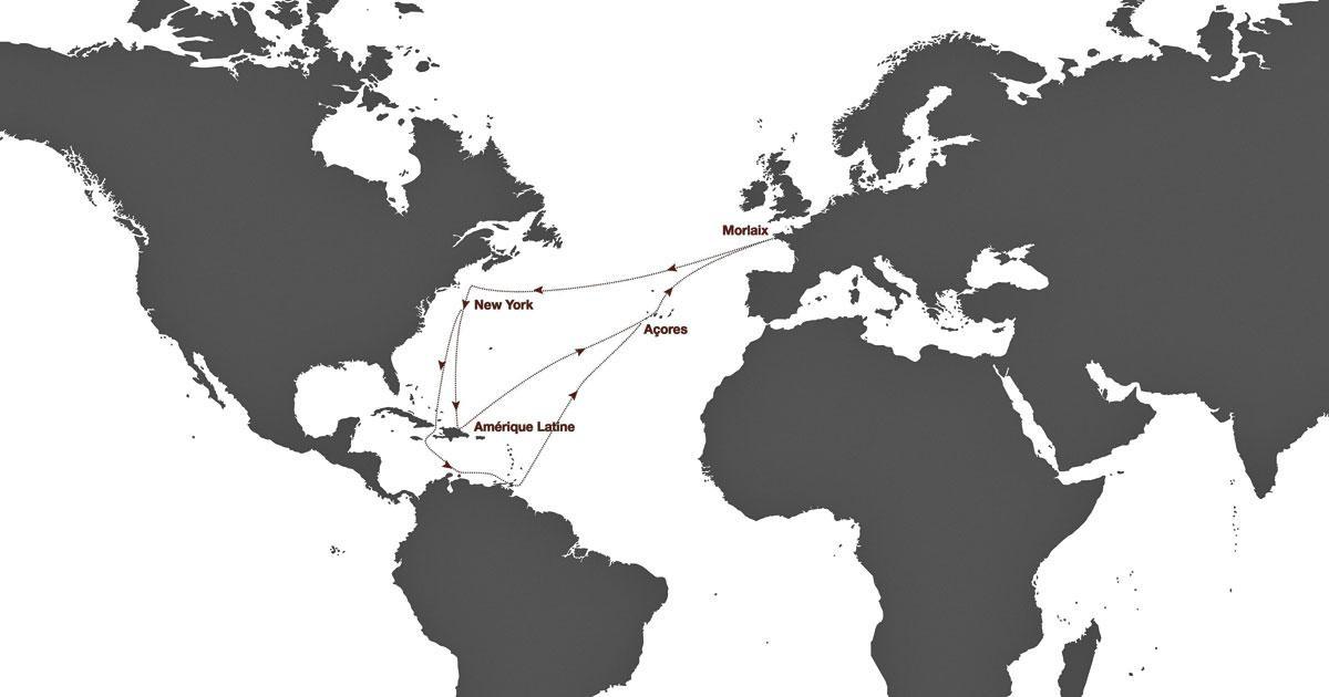 Carte des voyages transatlantiques