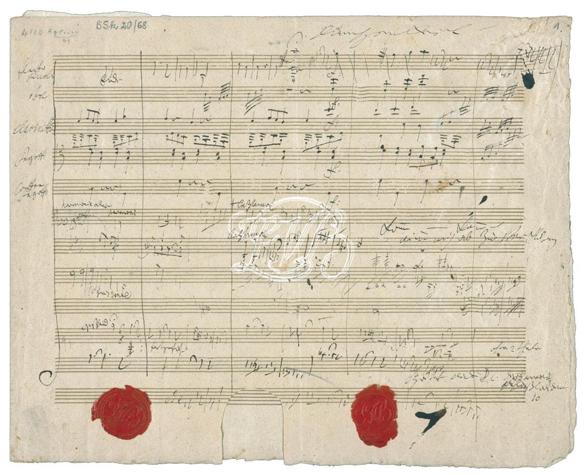 La partition inachevée de la symphonie n°10 de Beethoven, commencée en 1822.