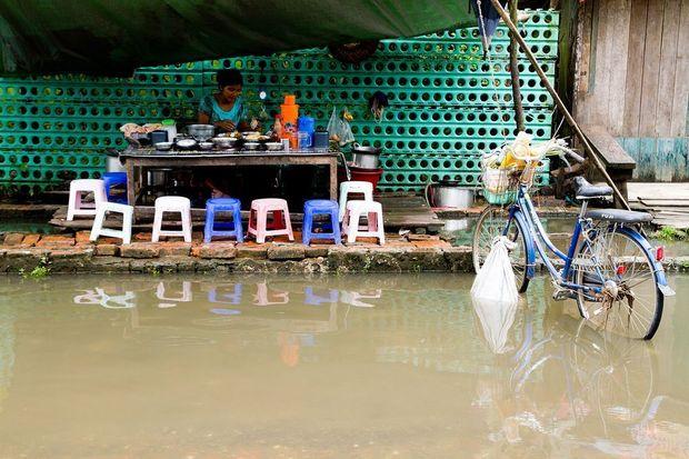 Overstromingen in Yangon, Myanmar.