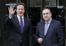 Britse premier David Cameron (links) en zijn Schotse tegenhanger Alex Salmond
