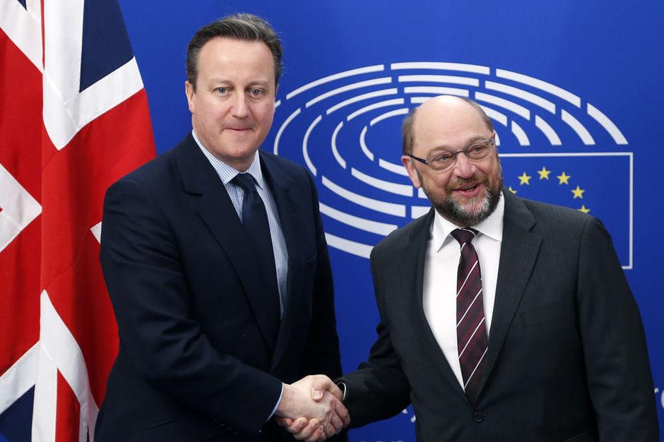 David Cameron en Europees Parlementsvoorzitter Martin Schulz