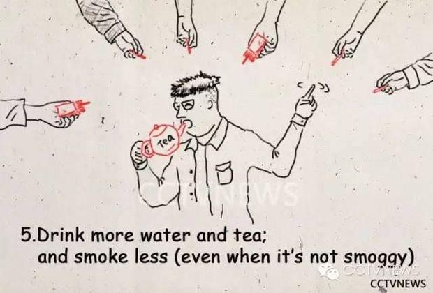 Smogtips van de Chinese staatstelevisie: 'Drink meer thee'