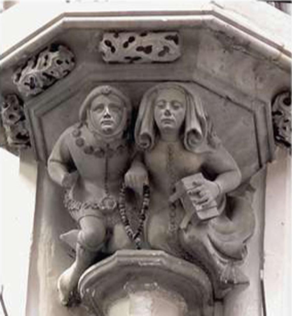 Een vroom echtpaar (Maria's ouders?), eind 14de eeuw.