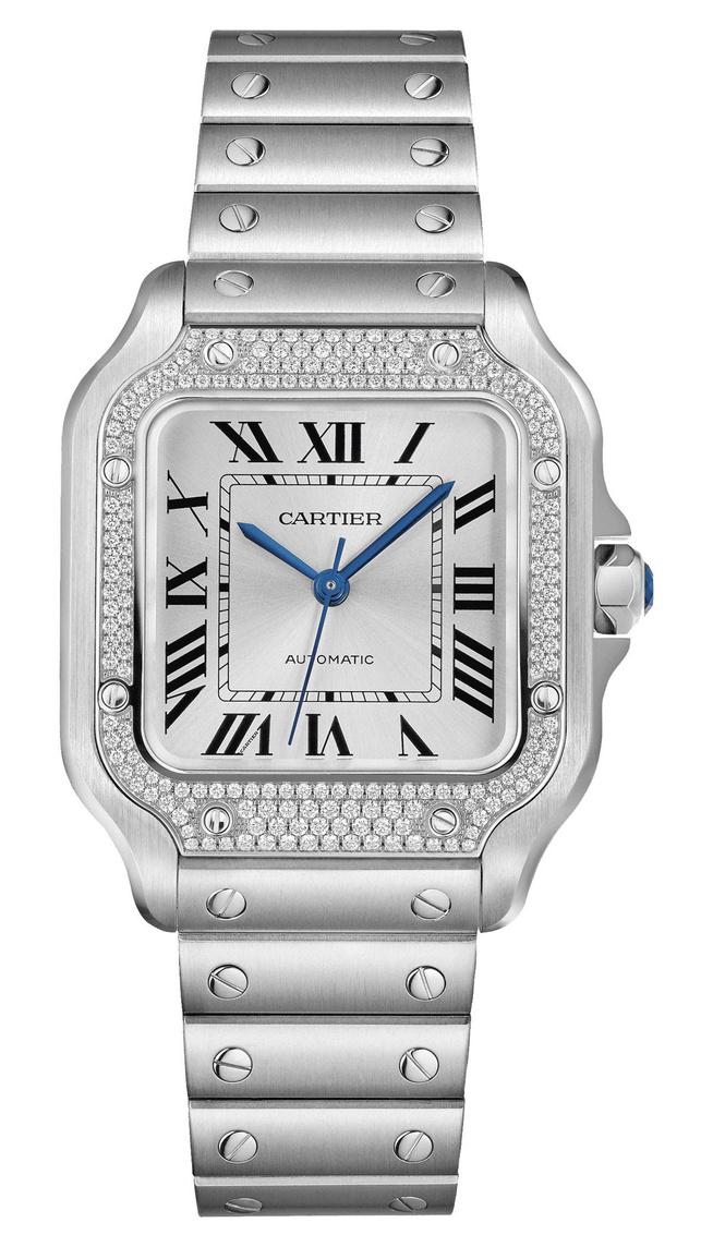 Santos de Cartier: automatisch uurwerk in staal met 206 diamanten.