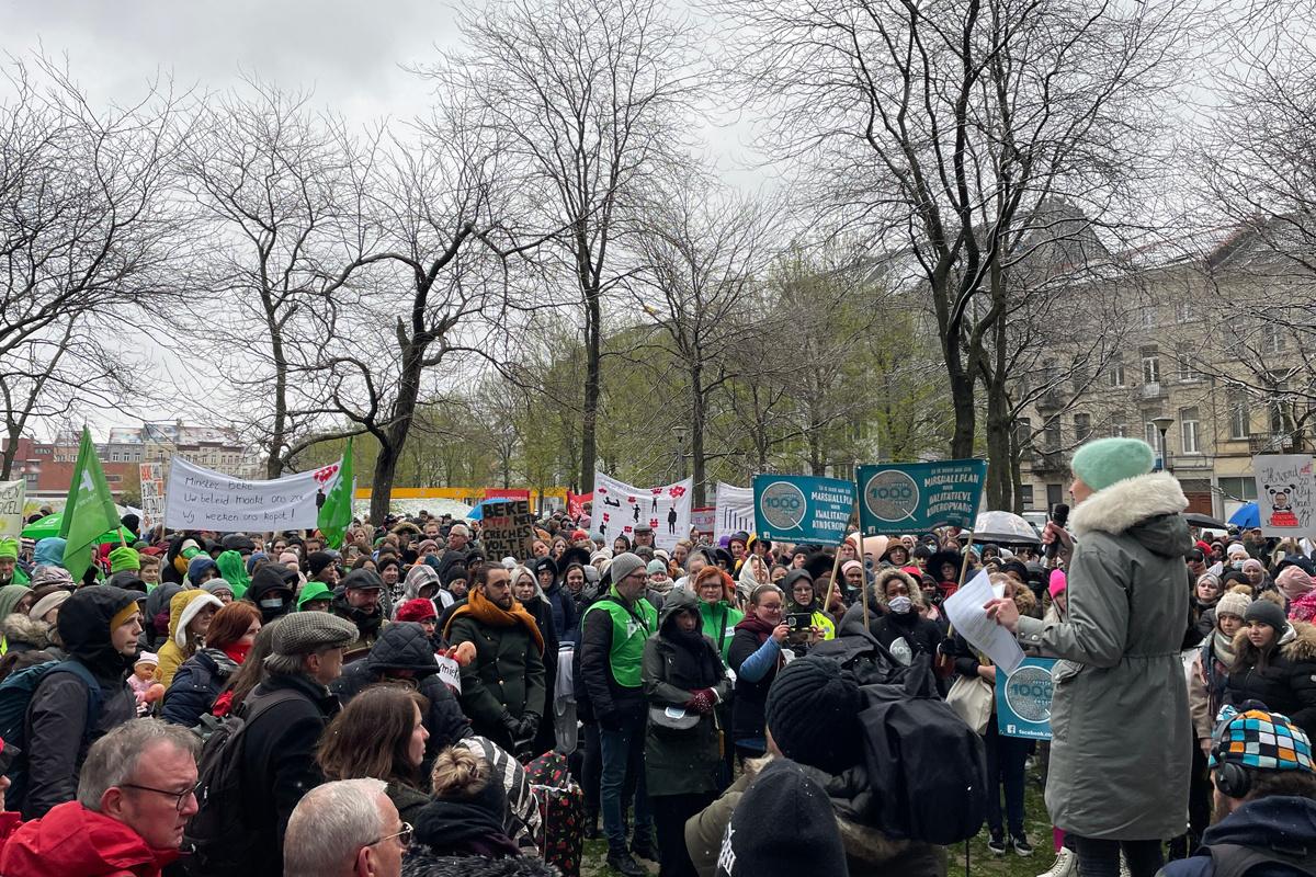 Demonstranten in Brussel op 1 april 2022.