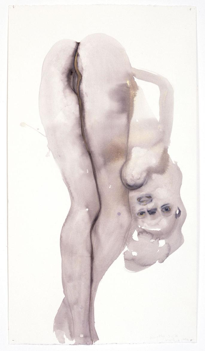 Dorothy D-lite, 1998, inkt en acrylverf op papier 125 bij 70 cm. Foto Peter Cox, Collectie Museum De Pont, Tilburg. Courtesy Zeno X Gallery