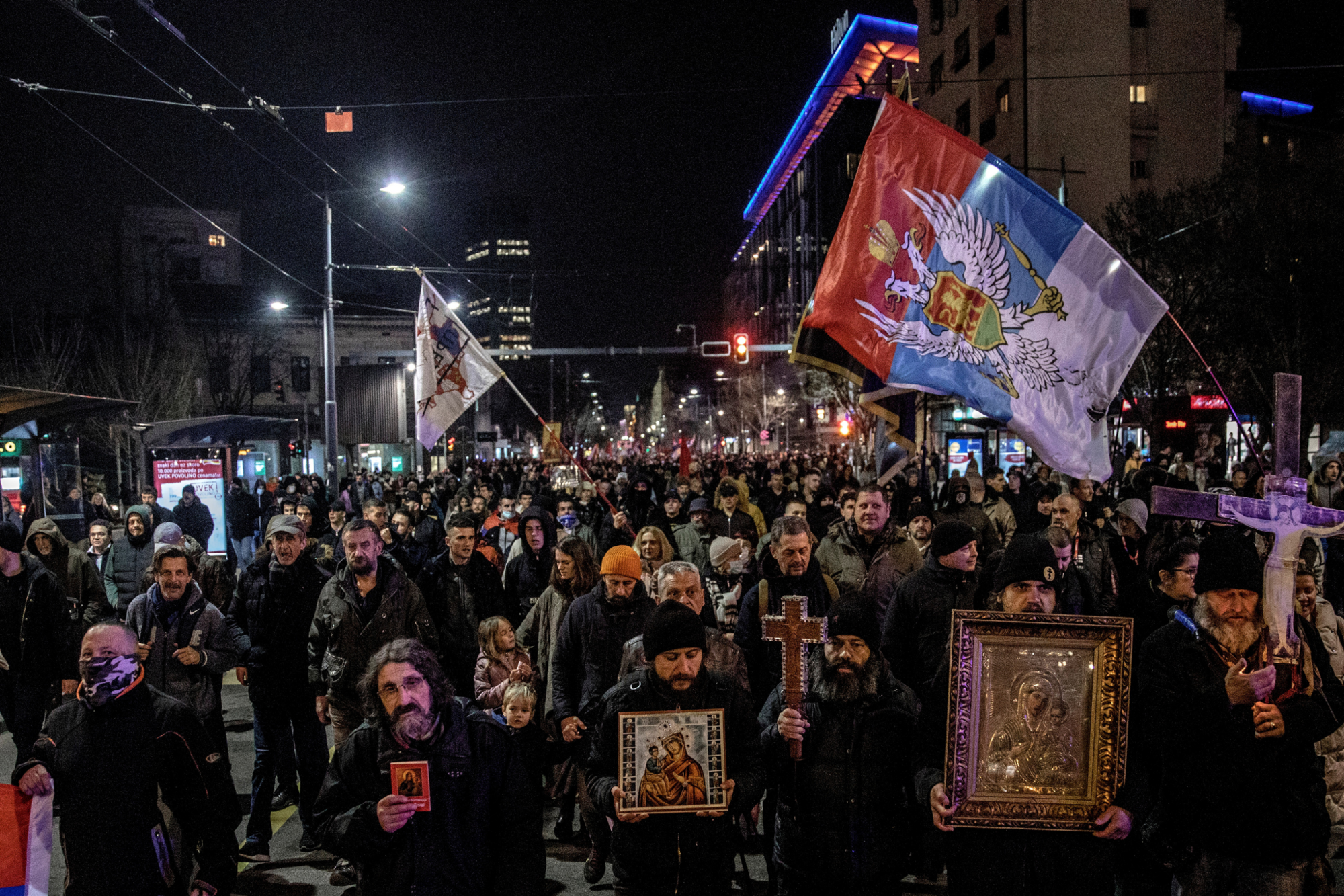 Prorussische betogers in Servie