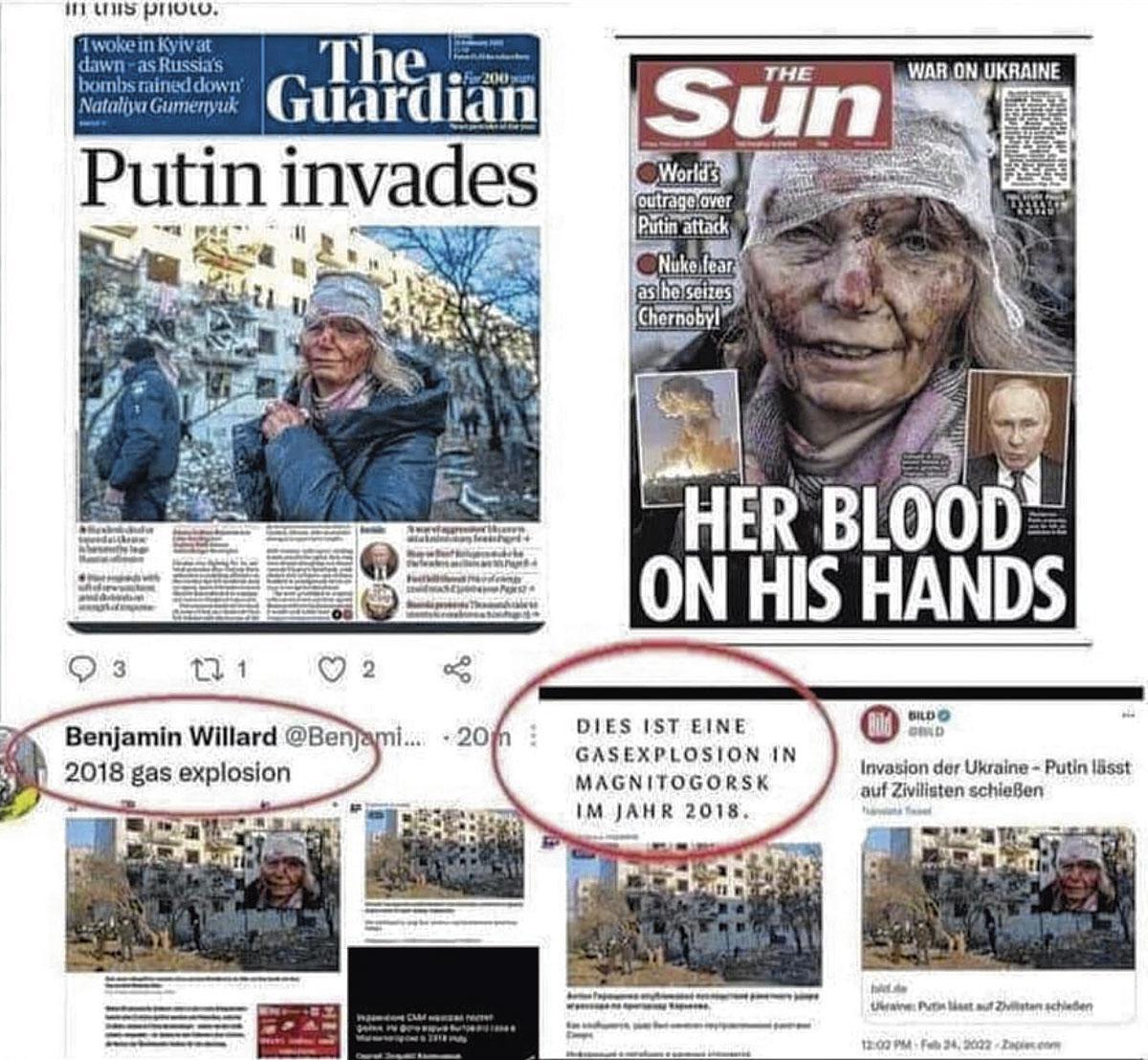 De fausses rumeurs prétendent que les photos de la dame blessée n'ont pas été prises en Ukraine lors de l'invasion, mais en Russie en 2018.