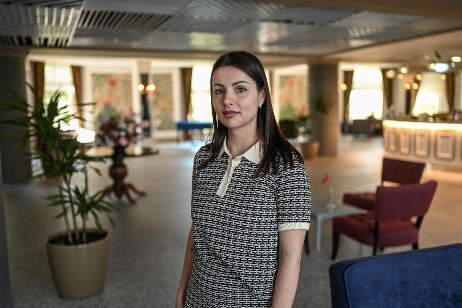 Margarita Sabatnikaya, je Russe de 31 ans, venue en vacances, coincée dans son hôtel d'Antalys, le 12 mars 2022 .