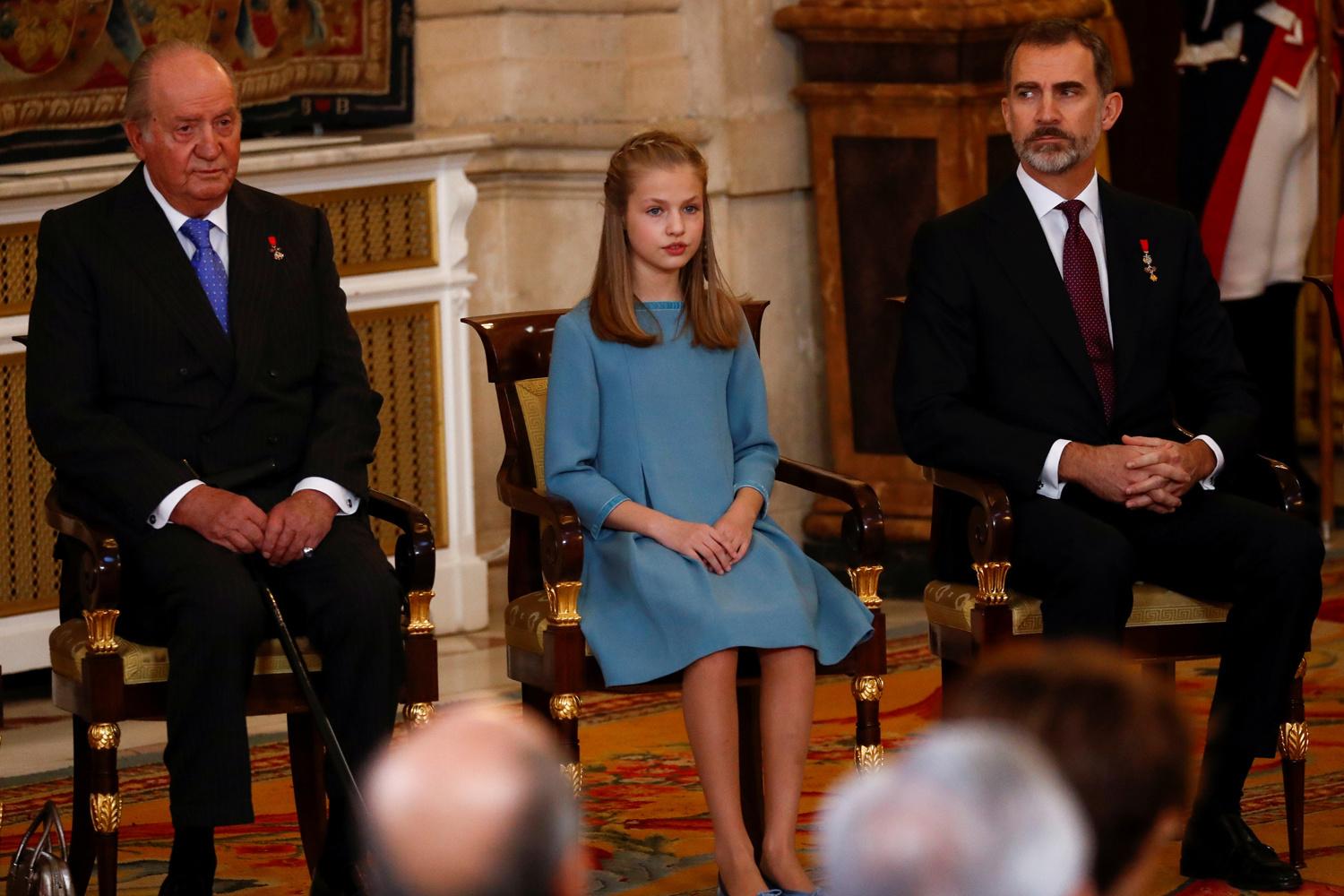 Juan Carlos, la preincesse Leonor et le roi Felipe VI, en 2018