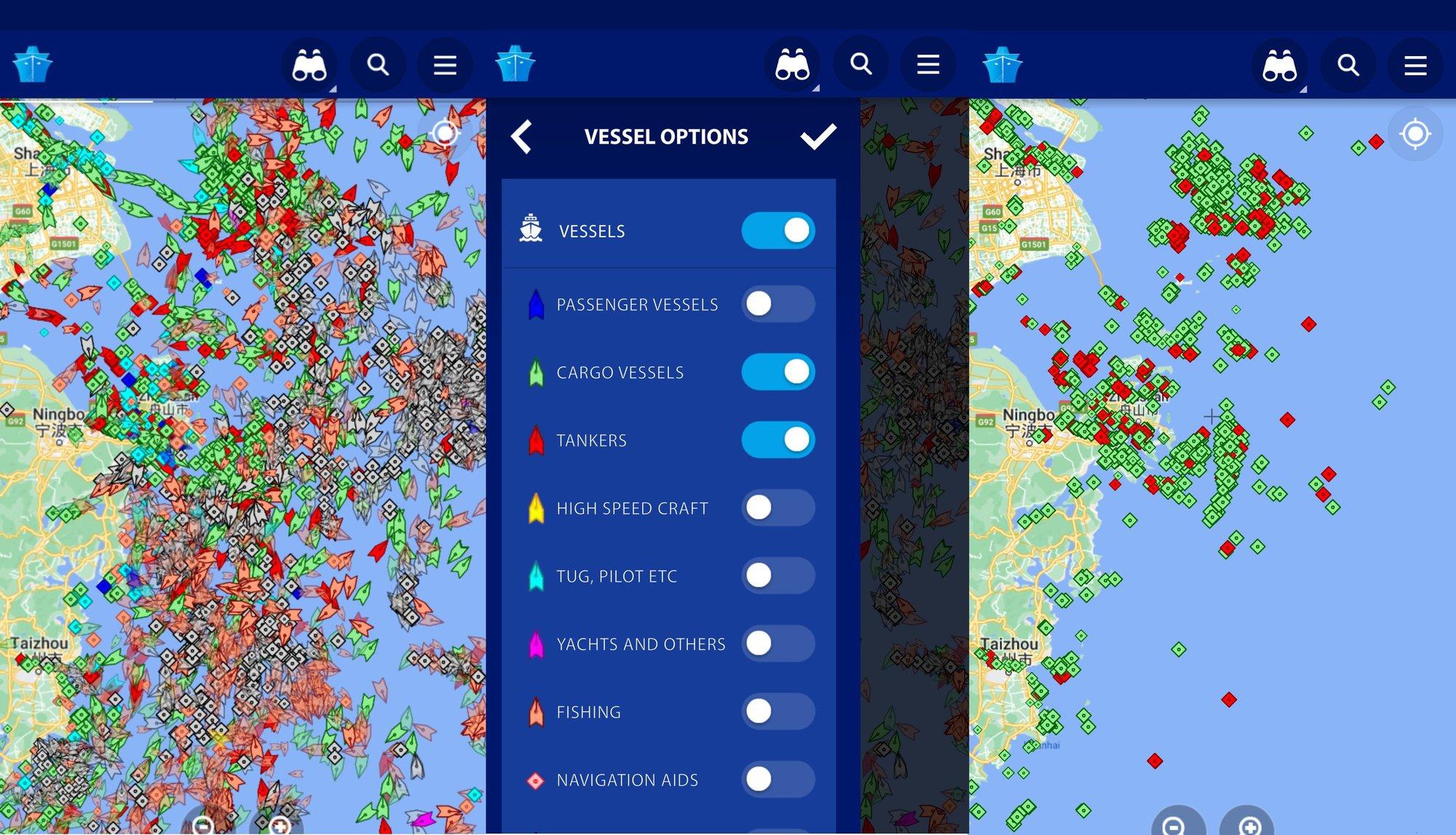 Factcheck: deze kaart toont niet alleen de 'schepen die offshore op laden en lossen van goederen wachten' voor de haven van Shanghai