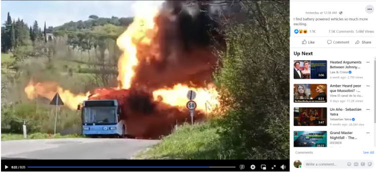 Factcheck: nee, dit is geen video van een brandende elektrische bus