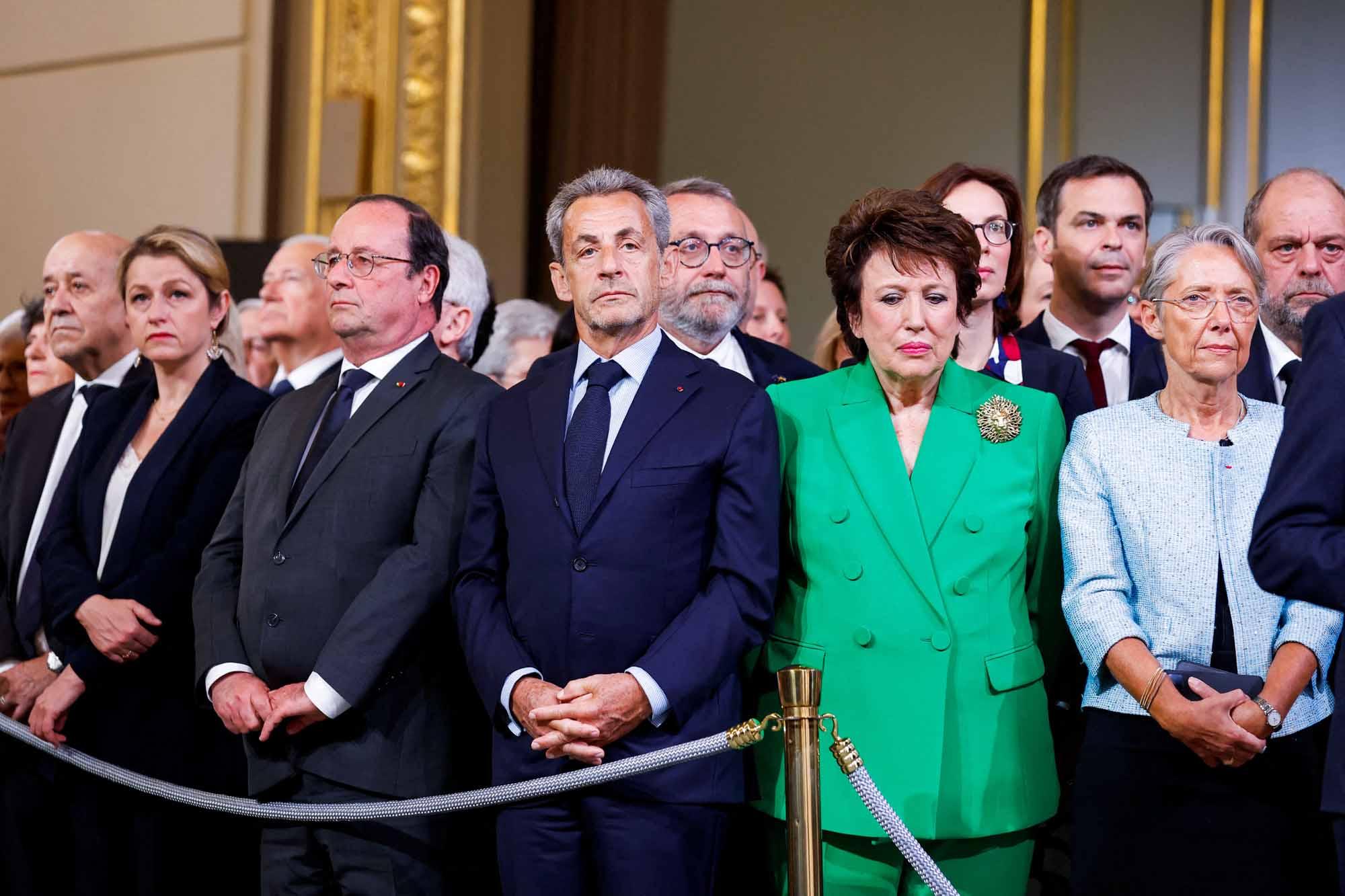 Jean-Yves Le Drian, Barbara Pompili,  Francois Hollande,  Nicolas Sarkozy, Olivier Veran,  Eric Dupond-Moretti. 
