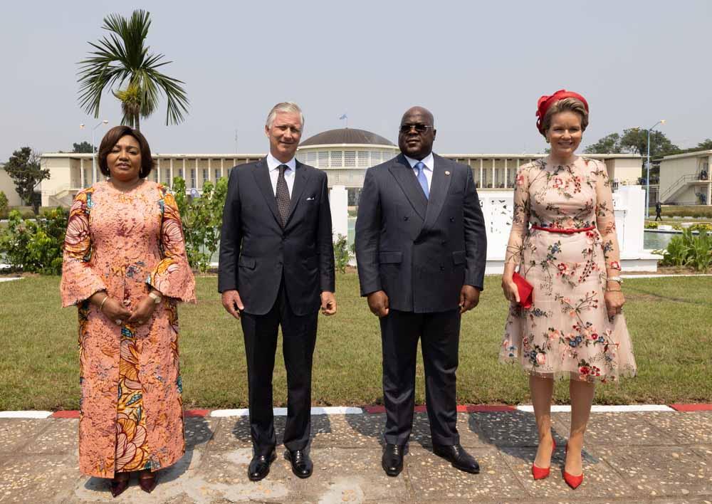 La Première Dame du Congo Denise Nyakeru, le roi Philippe, le président congolais Felix Tshisekedi et la reine Mathilde  