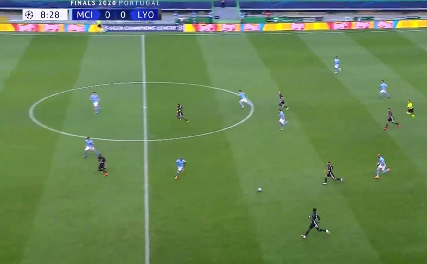De restverdediging van Manchester City in de kwartfinale van de CL tegen Lyon.