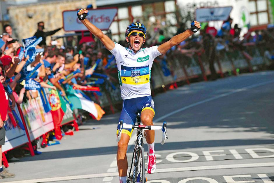 De Schreeuw van Contador bij zijn zege op Fuente Dé in de Vuelta van 2012.