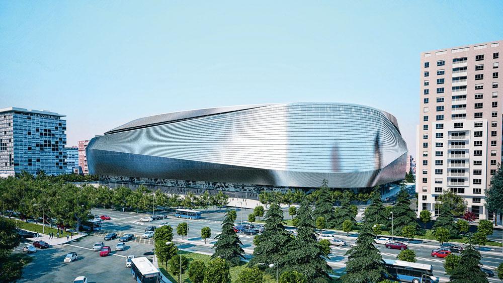 Het vernieuwde Bernabéu heeft een futuristische look.