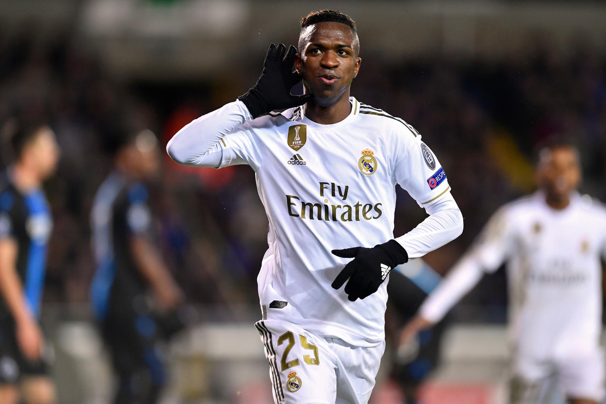 De youngsters van Real, met hier Vinícius, deden Club pijn.