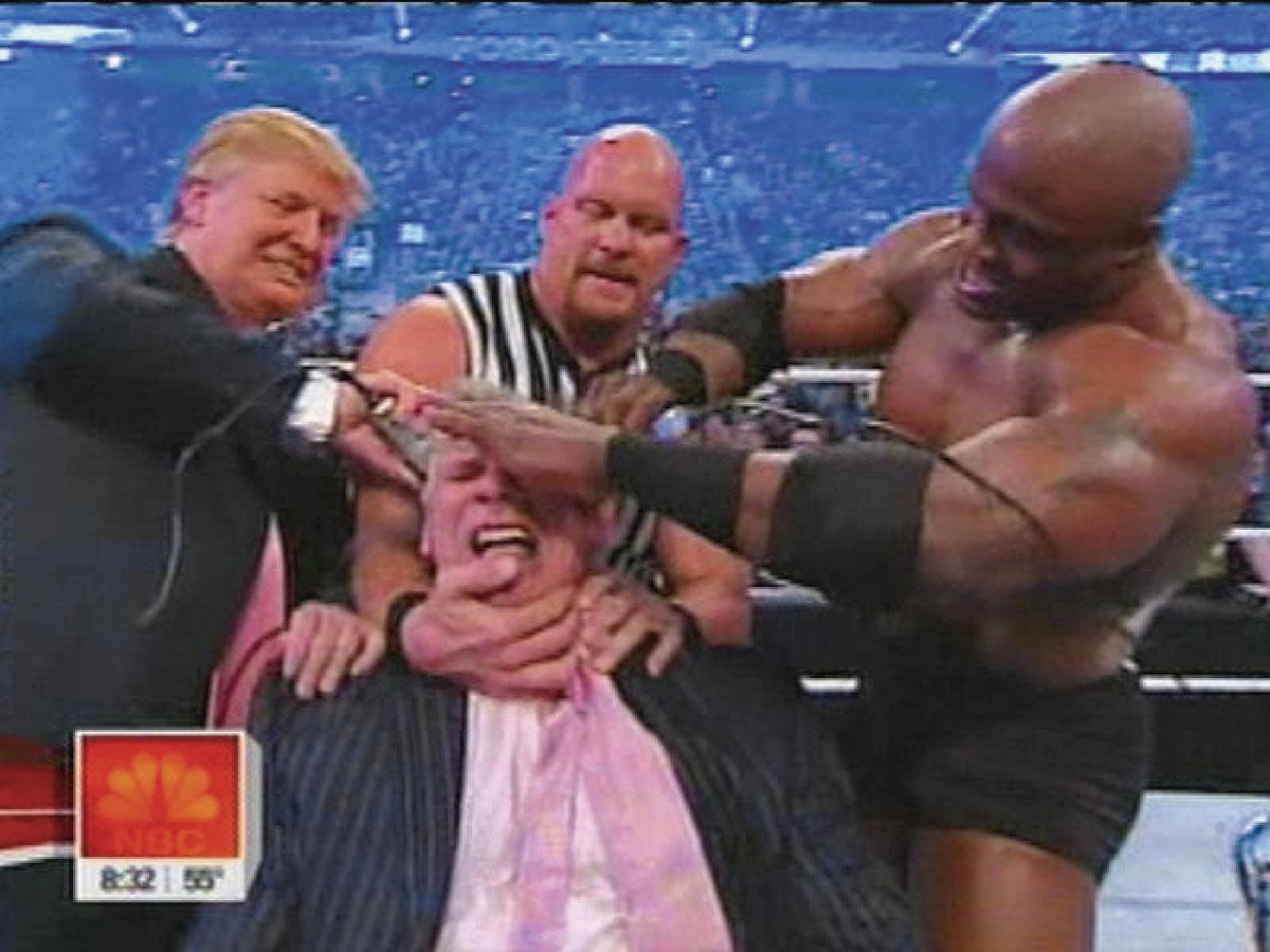 Na The Battle of the Billionaires in 2007 schoor 'winnaar' Donald Trump het haar af van zijn tegenstander Vince McMahon.