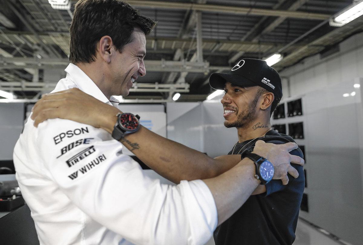 Toto Wolff met Lewis Hamilton, de Brit met wie hij (allicht) zes F1-titels zal veroveren.