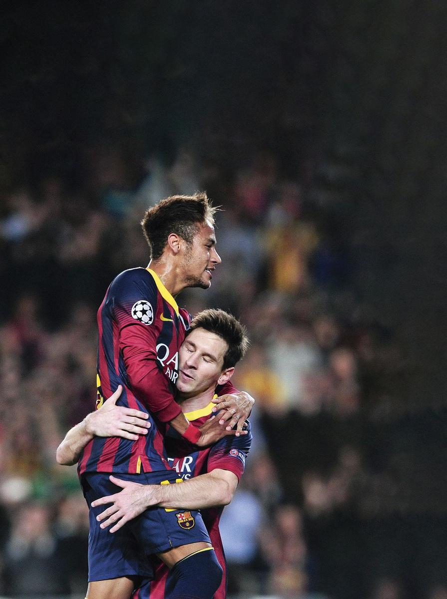 Neymar en Messi samen bij FC Barcelona.