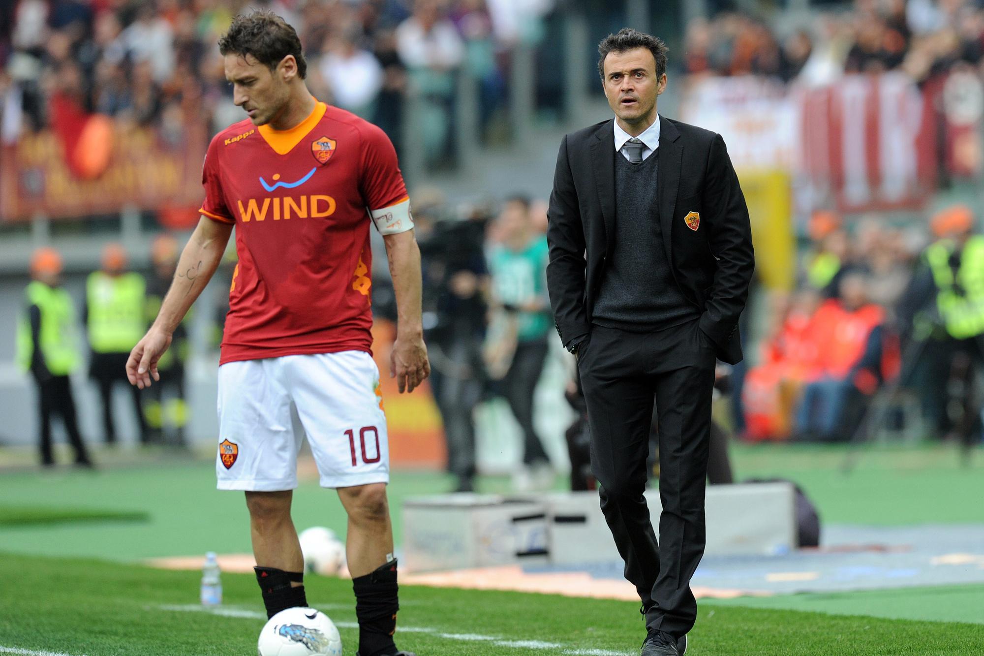 Enrique had een erg ambigue relatie met Francesco Totti bij AS Roma
