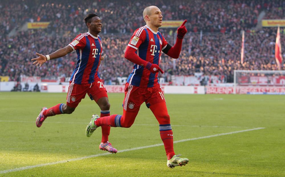 Arjen Robben en Bayern München creëren grootste aantal doelkansen per wedstrijd.