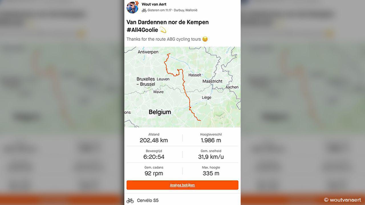 De trainingsrit van Wout van Aert