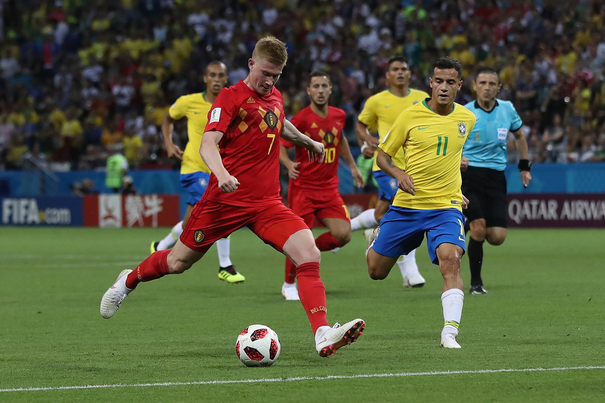 Kevin De Bruyne scoort tegen Brazilië waardoor de WK-droom van Neymar uiteen spat