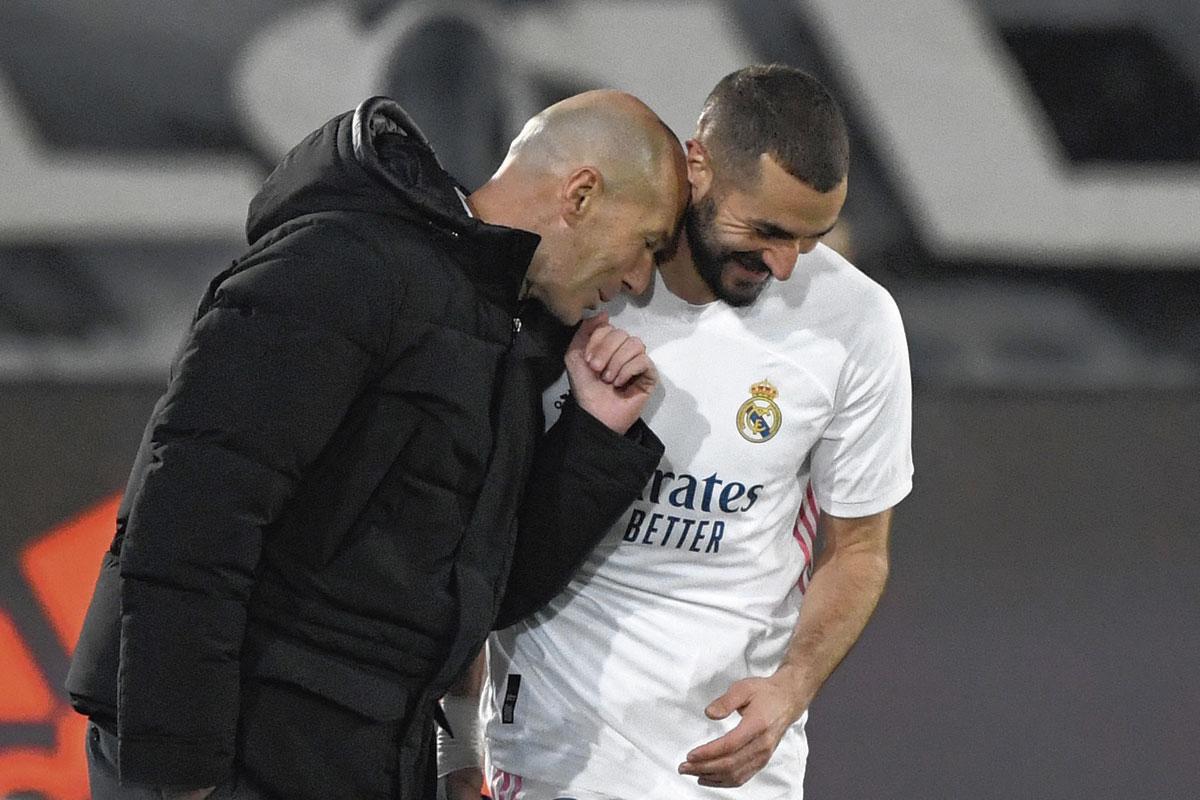 Karim Benzema met Zinedine Zidane, die hem altijd is blijven steunen.