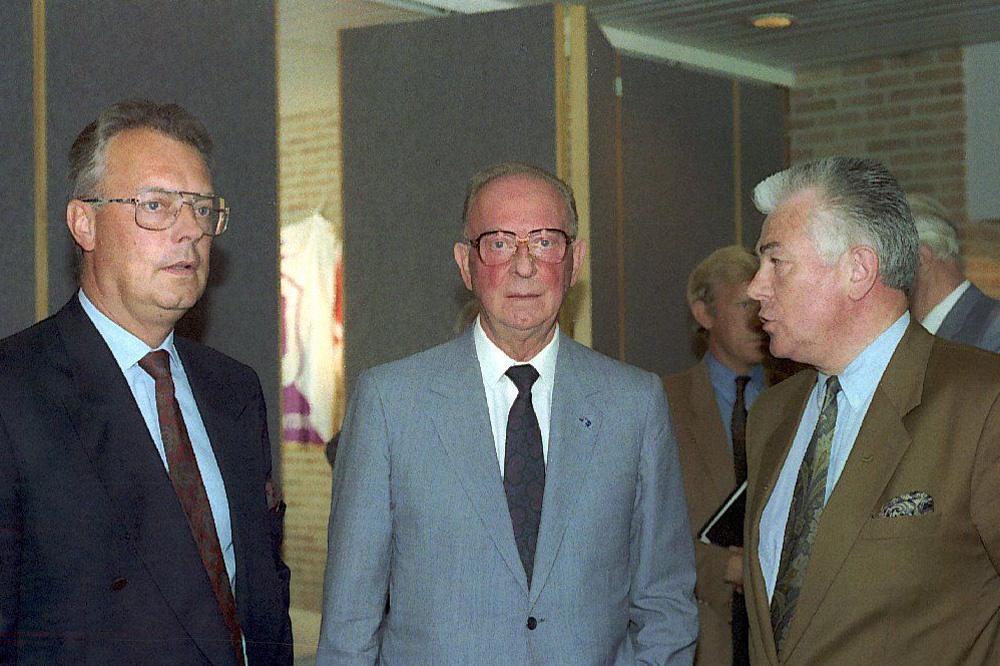Constant Vanden Stock (m) met zoon Roger (l) en Michel Verschueren (r)